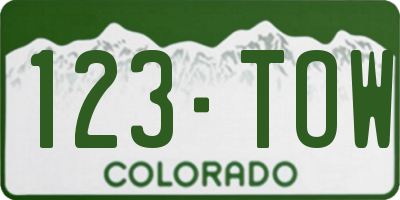 CO license plate 123TOW