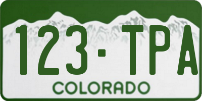 CO license plate 123TPA