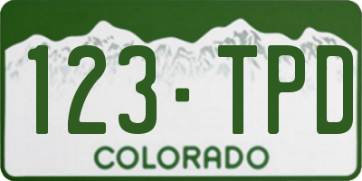 CO license plate 123TPD