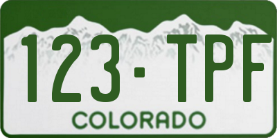 CO license plate 123TPF