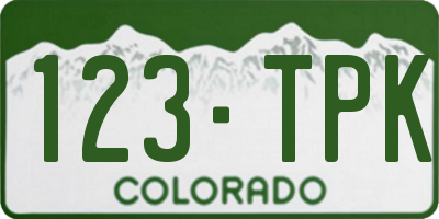 CO license plate 123TPK