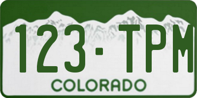CO license plate 123TPM