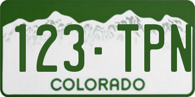 CO license plate 123TPN