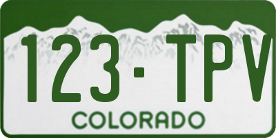 CO license plate 123TPV