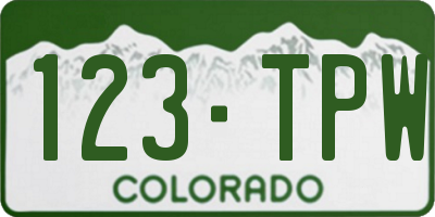 CO license plate 123TPW