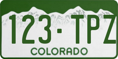 CO license plate 123TPZ