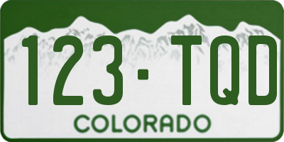 CO license plate 123TQD