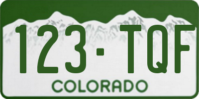 CO license plate 123TQF
