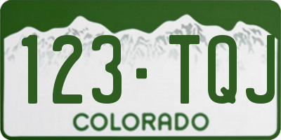 CO license plate 123TQJ