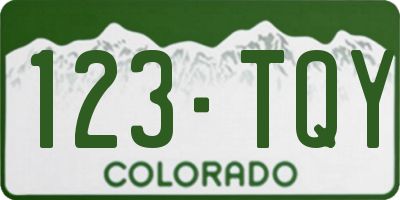 CO license plate 123TQY