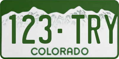 CO license plate 123TRY