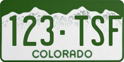 CO license plate 123TSF