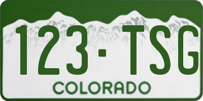 CO license plate 123TSG