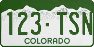 CO license plate 123TSN