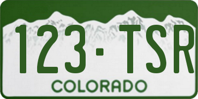 CO license plate 123TSR