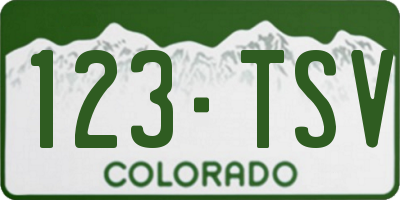 CO license plate 123TSV