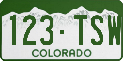 CO license plate 123TSW