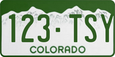 CO license plate 123TSY