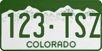 CO license plate 123TSZ