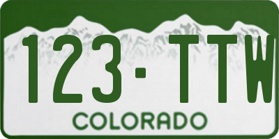 CO license plate 123TTW