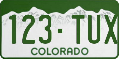 CO license plate 123TUX