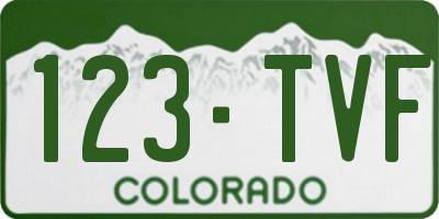 CO license plate 123TVF