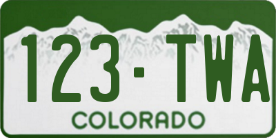 CO license plate 123TWA
