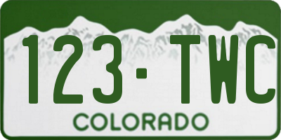 CO license plate 123TWC
