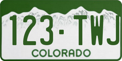 CO license plate 123TWJ