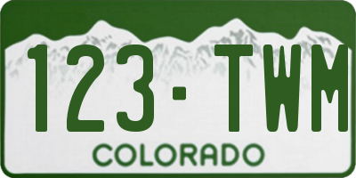 CO license plate 123TWM