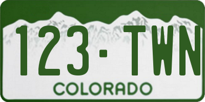 CO license plate 123TWN