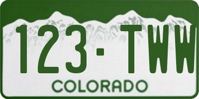 CO license plate 123TWW