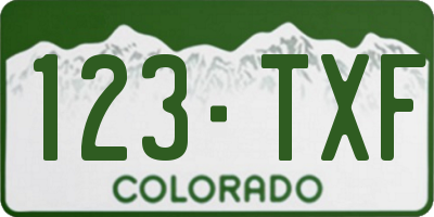 CO license plate 123TXF