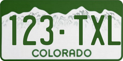 CO license plate 123TXL