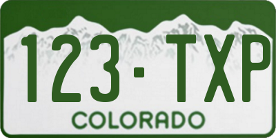 CO license plate 123TXP