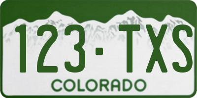 CO license plate 123TXS