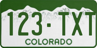 CO license plate 123TXT