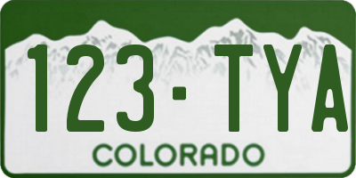 CO license plate 123TYA