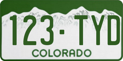 CO license plate 123TYD