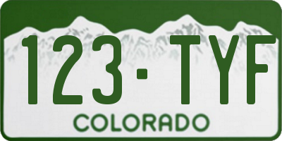 CO license plate 123TYF