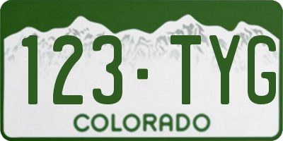 CO license plate 123TYG