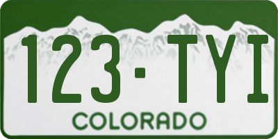 CO license plate 123TYI