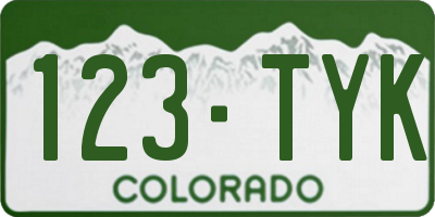 CO license plate 123TYK