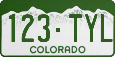 CO license plate 123TYL