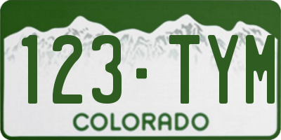CO license plate 123TYM