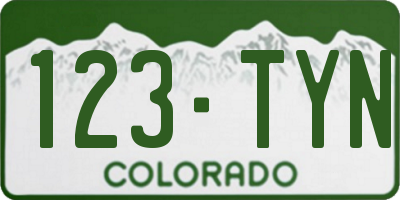 CO license plate 123TYN