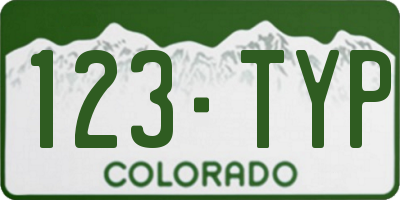 CO license plate 123TYP