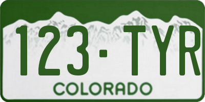 CO license plate 123TYR