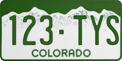 CO license plate 123TYS