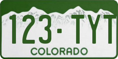 CO license plate 123TYT